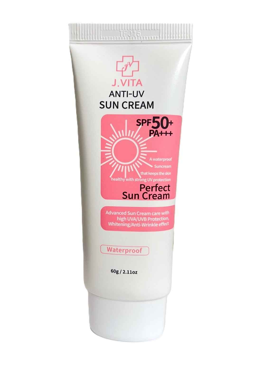 Korea J.Vita Anti-UV Sun Cream 60g / 2.11oz. SPPF50+ PA+++Perfect Waterproof Sunscreen that Keeps Skin Moisturize & Healthy with Strong UV Protection