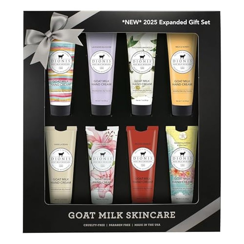 Dionis Goat Milk Skincare 8 Piece Hand Cream Gift Sets - Assorted Scented Travel Size Hand Creams In a Gift Box - Mini Hand Lotion Self Care, Cruelty Free Lotion For Dry Skin, Expanded Hand Cream 2025