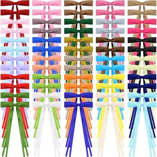Mimorou 60 Pcs Hair Bow for Girls Women Bulk Silky Satin Ribbon Hair Bows Tassel Bowknot Clips Barrettes with Long Tail, 30 Colors