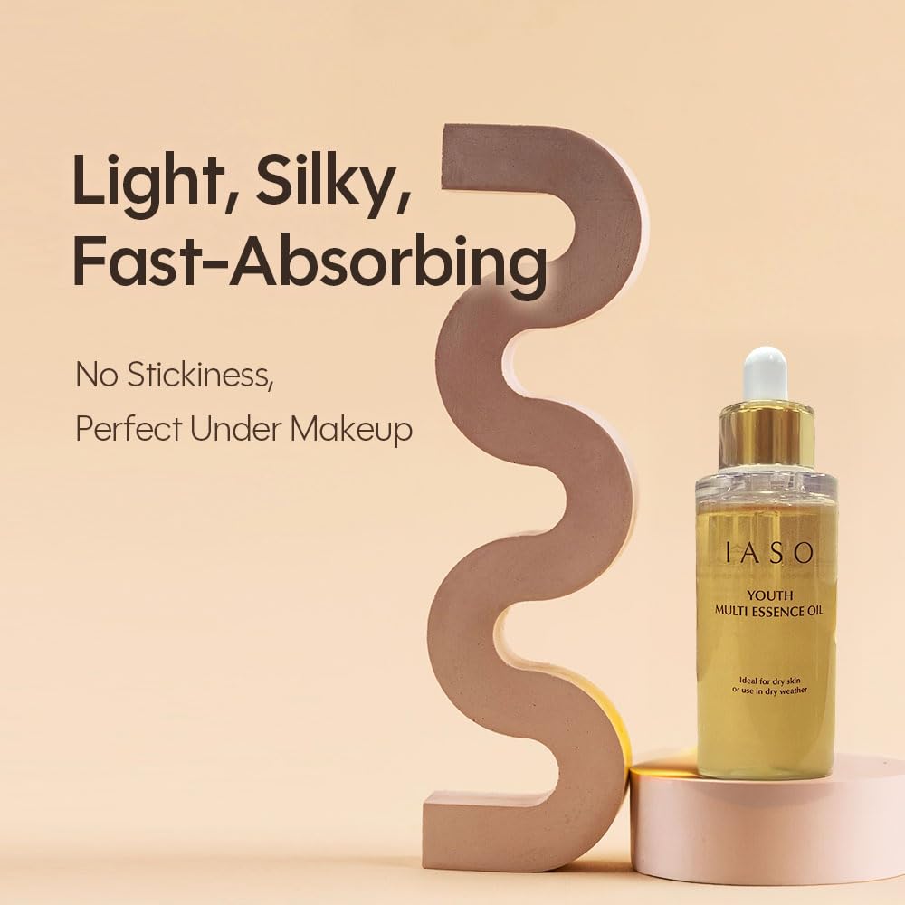 Youth Multi Essence Oil - Korean Face & Body Oil with Retinol, Jojoba, Rosehip & Squalane | Lightweight Hydration & Radiance Boost, 1 oz