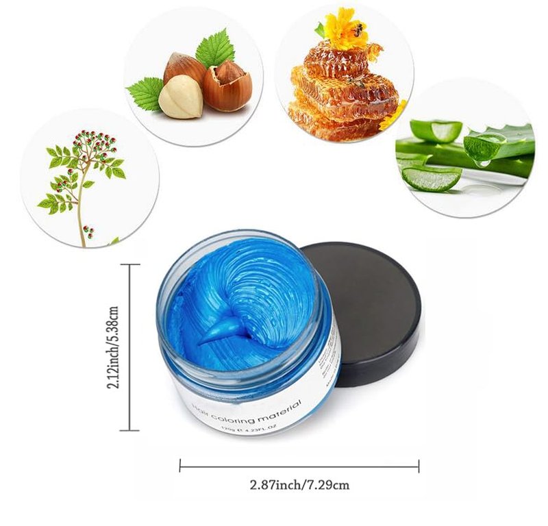 Temporary Hair Color Wax - 6 Vibrant Shades for Parties & Cosplay | Silver, Blue, Purple, Gold, Green, Pink, Red