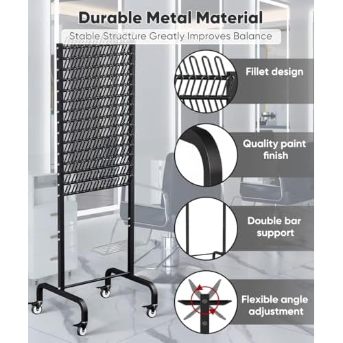 150 Pegs Braiding Hair Rack, Adjustable Hair Separator Stand with Wheels, Hair Extension Holder for Hair Stylists, Braiders, Home, Salon, Beauty School, Black