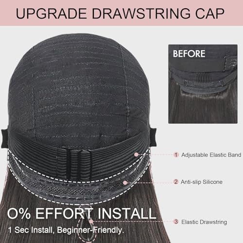 Bob Glueless Wigs Human Hair Pre Plucked Pre Cut 6x4 HD Transparent Lace Front Wigs Human Hair 150% Density Wear and Go Short Straight Wigs for Black Women No Glue Lace Closure Wigs 12 Inch