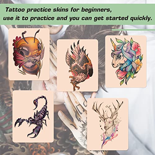 Rayyl 20PCS Tattoo Practice Skin with Transfer Paper Kit - Includes 5PCS Tattoo Practice Fake Skin and 15PCS Transfer Paper for Beginners & Experienced Artists¡¦