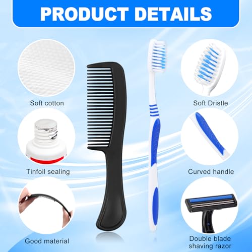 Basic Toiletry Kits, Individually Packed, Personal Hygiene Bulk Homeless Care Package Supplies