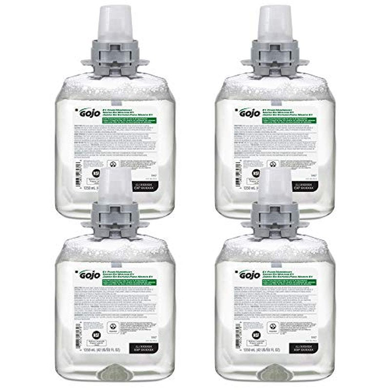 GOJO E1 Foam Handwash, Fragrance Free, 1250 mL Handwash Refill FMX-12 Push-Style Hand Soap Dispenser (Pack of 4) - 5167-04