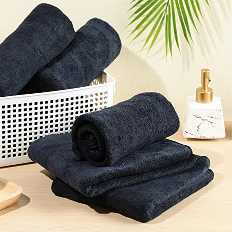 Newwiee 72 Pack Microfiber Bleach Proof Towels Bulk for Salon 18 x 30 Inch Dry Lint Free Hair Drying Hand Towels for Hair, Gym, Bath, Spa, Shaving, Barber(Black)