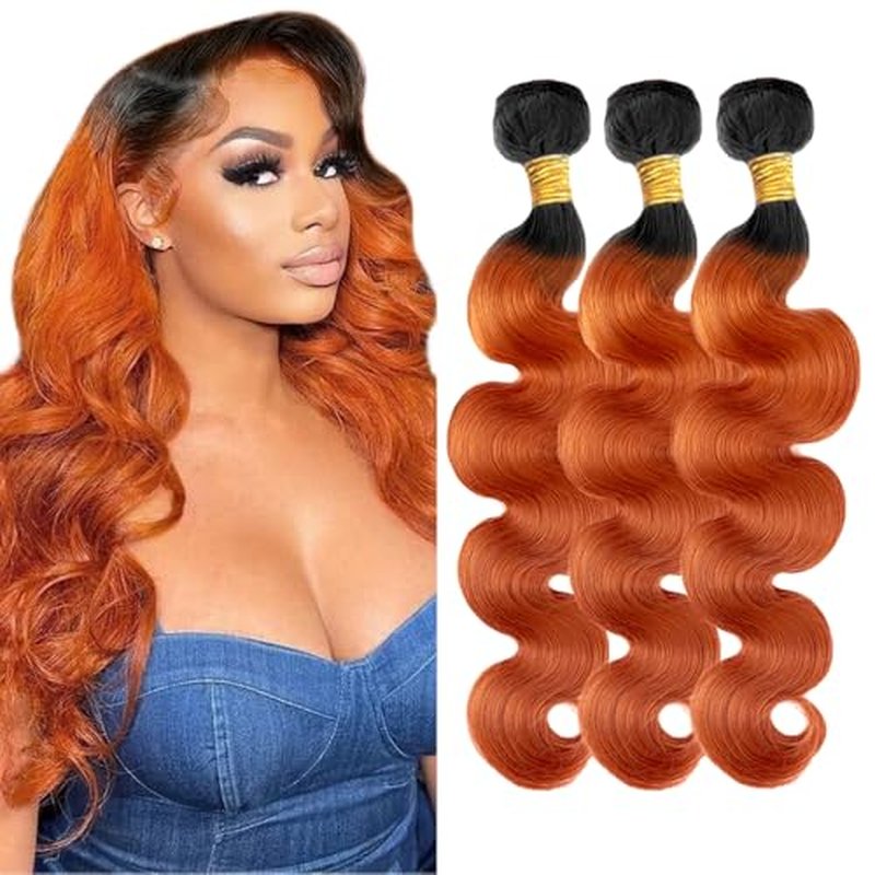26 28 30 inch Ombre Human Hair Bundle Ginger Bundles Human Hair Ginger Body Wave 3 Bundles 1b/350 Body Wave Bundle for Women