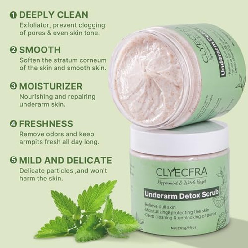 Peppermint Underarm Detox Scrub,Armpit Detox For Women,Body Scrub & Detox Cleanse,Body Exfoliator Scrub For Deeply Cleanses,Exfoliates,Moisturizes&Relieves Odor,for Armpits,Elbows,Knee & Whole Body