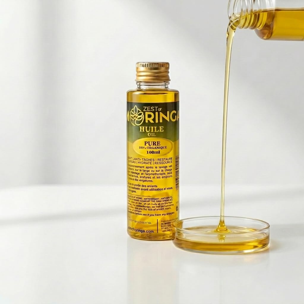 Zest Of Moringa Face Oil For Anti - Aging Wrinkles | Moringa Oil For Skin Care, Hair Care, Acne Treatment & Eczema Essential Oil | 100% Pure & Organic | 100 ML