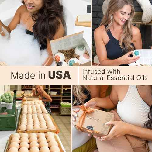 Bath Bombs Gift Set, USA Made with Organic & Natural Ingredients, Christmas Stocking Stuffers for Women & Men, Relaxing Spa Gifts, Wife Stocking Stuffers