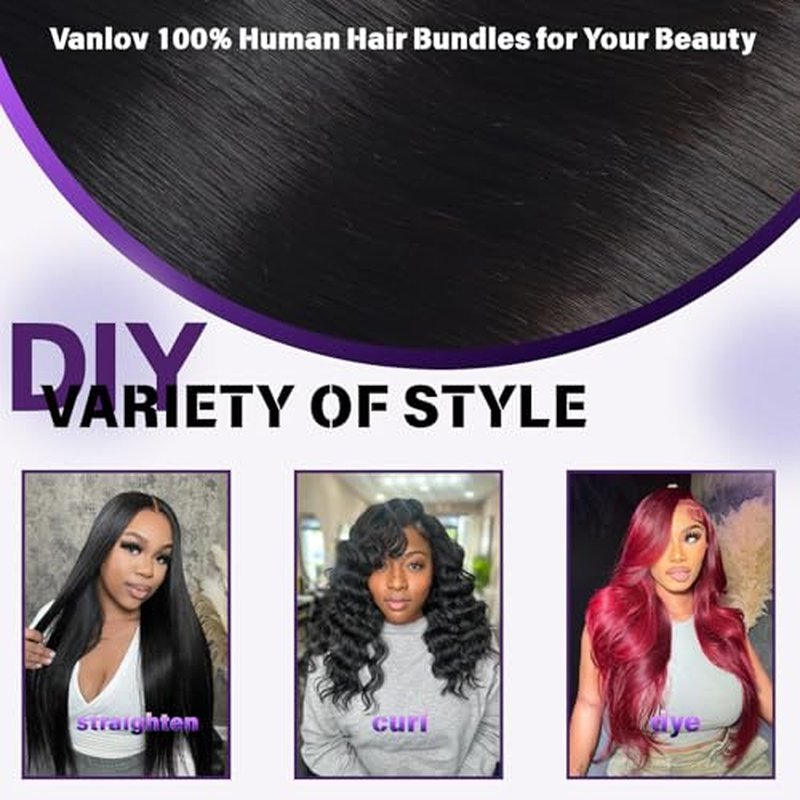 Vanlov Body Wave Bundles Human Hair 14 14 14 Inch Raw Hair Bundles 100% Unprocessed Brazilian Virgin hair 3 Bundles Double Weft Natural Black