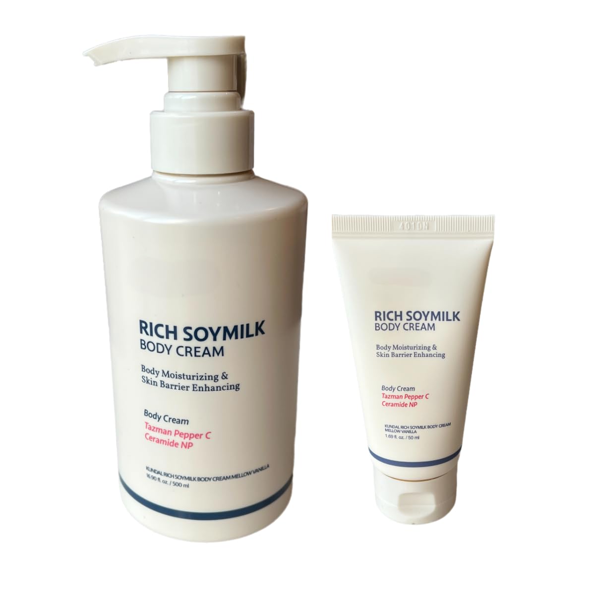Mellow Vanilla Rich Soymilk Body Cream, Body Moisturizing & Skin Barrier Enhancing 16.9 FL OZ+1.69 FL OZ (550ml)