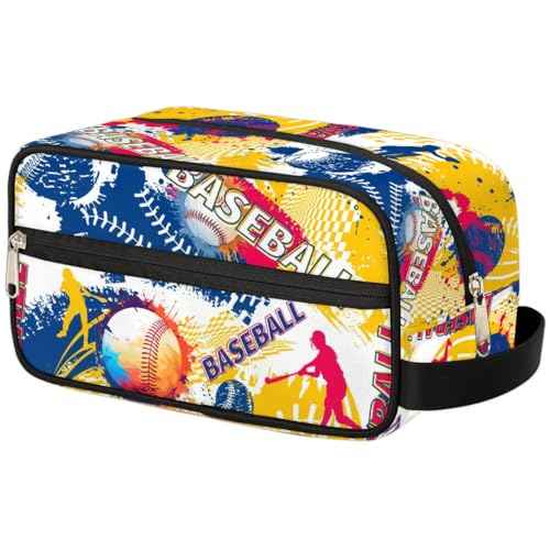 Travel Toiletry Bag for Women & Men,Waterproof Lightweight Makeup Cosmetic Bag Organizer with Handle & Zip Pockets Shaving Toiletries Bag for Gym,Beach - Baseball