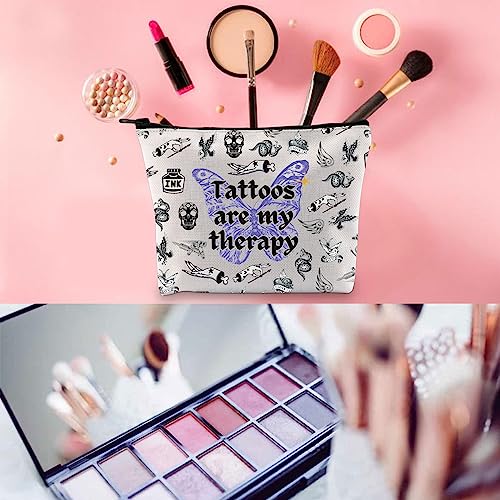 WCGXKO Tattoo Artist Gift Gothic Tattoos Are My Therapy Zipper Pouch Makeup Bag