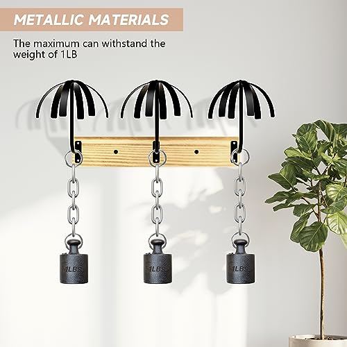 Hanging Wig Stand for Multiple Wigs, 6 PCS Wall Mounted Wig Hanger Holder, Durable Wig Storage Organizer Rack for Display, Storage, Styling, Drying (Carbon Steel and Wood)