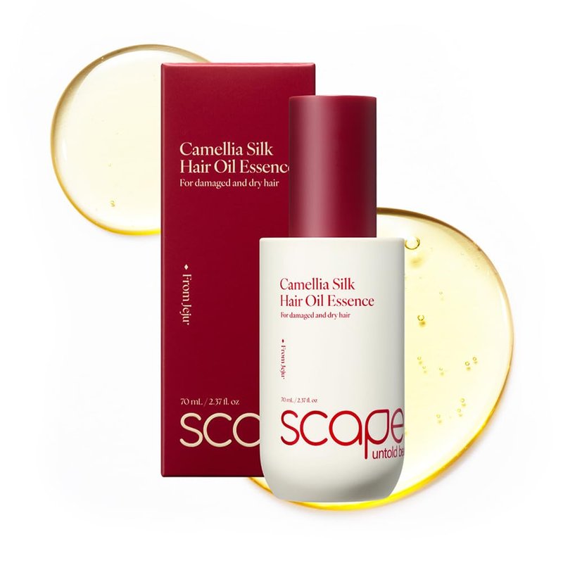 SCAPES UNTOLD BEAUTY Camellia Silk Oil Essence Leave-In Hair Serum for Dry Frizzy Damaged Hair Lightweight Non-Sticky Smooth Shine with Hydrolyzed Keratin 2.37 Fl Oz/70 mL