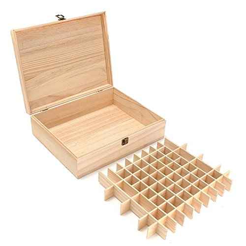 VolksRose Essential Oil Box, Wooden Storage Container Holds 68 Bottles, Multi-Tray Organizer #ob03