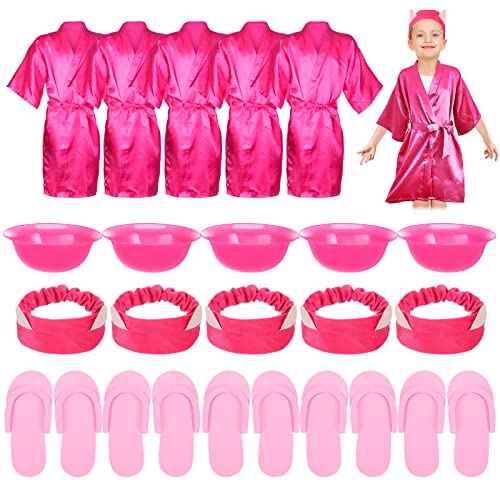 20 Pcs Spa Party Supplies Include Kimono Robe Spa Headband Disposable Foam Pedicure Slippers Mask Washbasin for Salon Pedicure Washing Shower, Size 10