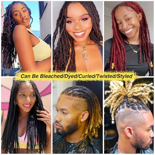 Loc Extensions Human Hair Dreads Extensions for Men Women Dreadlock Extensions Real Human Hair Locs Extension Natural Black Full Handmade Permanent Locs Hair Extensions (0.6cm 1B 10 Inch 30 Strands)