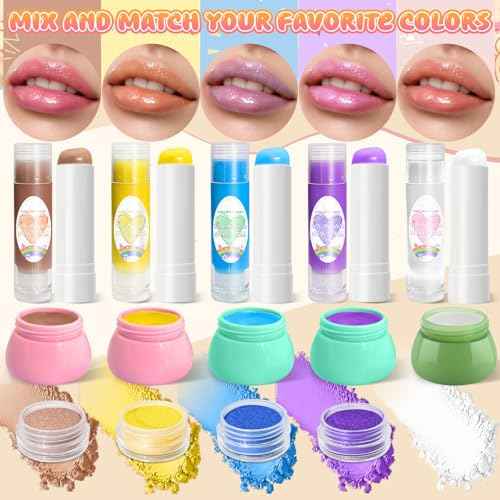 JCOOS DIY Lip Balm Kit for Kids, Fun Lip Balm Making Kit, Lip Gloss Making Kit Moisturizing Lip Kit, Natural Shea Butter, Beeswax, Sweet Almond Oil, Essential Oil, Cute Teen Tween Girls Trendy Stuff
