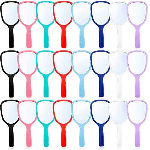 ZOOFOX 24 Pieces Hand Mirror, Small Handheld Mirror with Handle, Compact Makeup Mirror for Travel, Camping, Daily Use