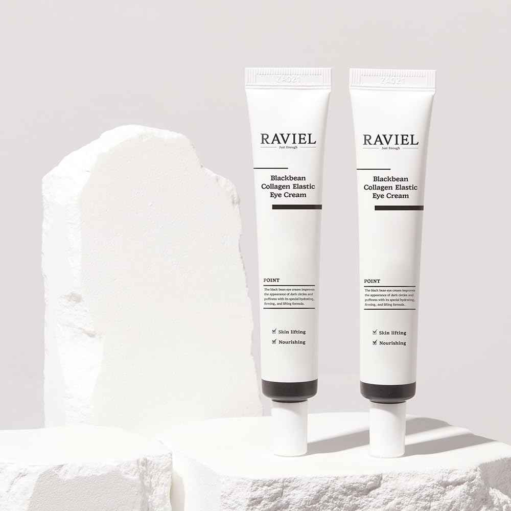RAVIEL Black Bean Collagen Elastic Eye Cream Set | Brightening & Anti-Wrinkle | Smooth & Fast Absorbing, KFDA-Certified | Highly Rated in Korea (0.67 fl oz, Pack of 2)