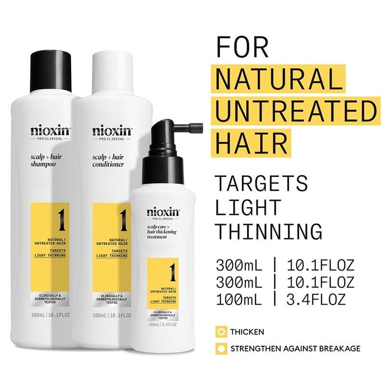 Nioxin Scalp & Hair Thickening System Kit - Boost Density for Natural, Colored & Damaged Hair | 3-Month Supply with Niacinamide & Biotin