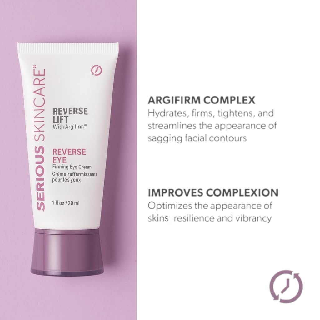 Serious Skincare Reverse Lift Firming Eye Cream with Peptides, Lift and Tighten Eyebrow, Under Eye, Hydrating, Smoothing Line & Wrinkle Formula, Anti-Aging Skin Care for Women, Men, 1 Oz