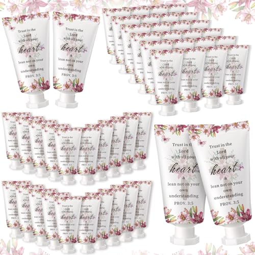 50 Pack Christian Hand Lotion Bulk Gifts for Women Christmas Stocking Stuffers Bible Mini Travel Hand Lotion for Women Church Appreciation(Christmas)