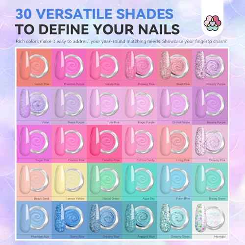 SAVILAND Dip Powder Nail Kit with Drill: 30 Colors Mermaid Dip Nails Powder Starter Kit Dip Powder Liquid Set Dip Base & Top Activator Brush Saver All-in-1 Dip Nail Kit French Nail Art Manicure Salon