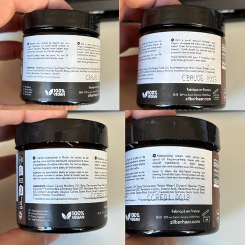 ZilberHaar - Beard Care Kit for Men - 1 Regular Beard Brush + 1 Beard Balm + 1 Moisturizing Cream - Stiff Boar Bristles and Beech Wood - Short to Medium Length Beards - Supplied in a Velvet Bag