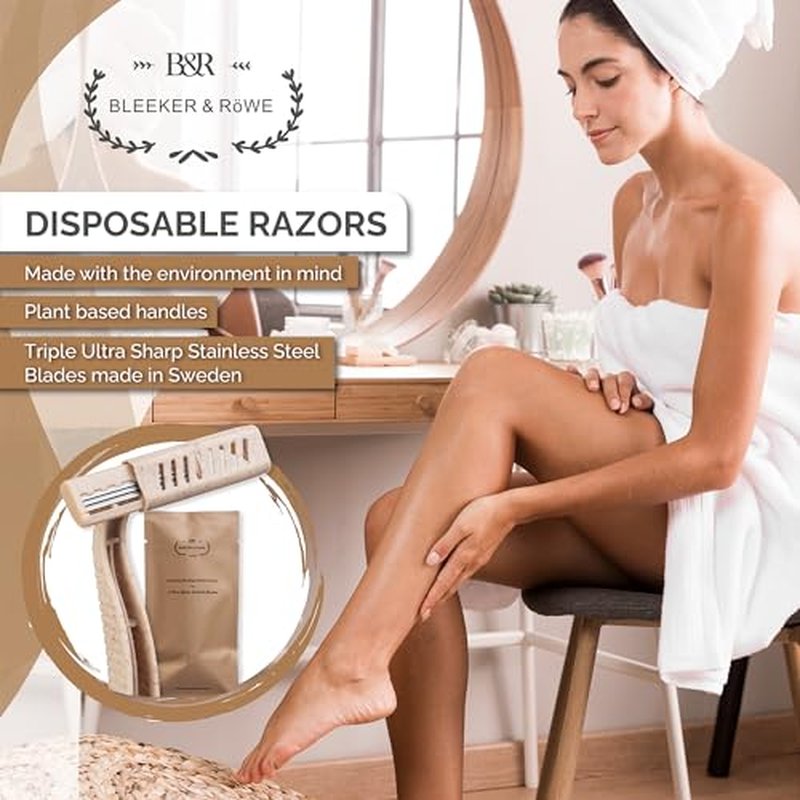 Bleeker and Rowe Eco Friendly Biodegradable Disposable Razors (100)
