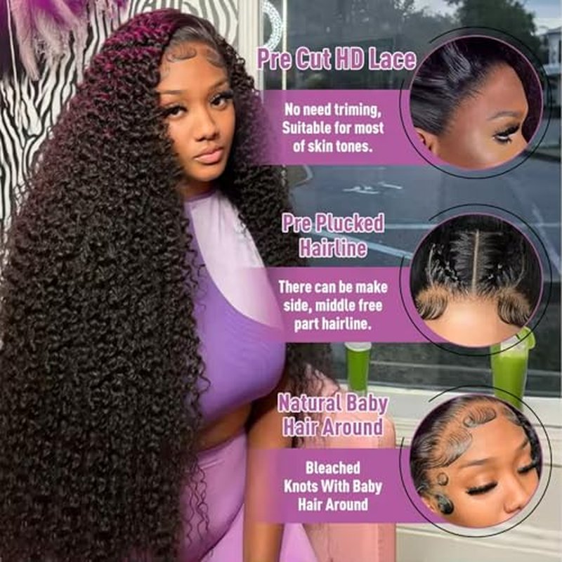 VIPbeauty 200% Density 13x6 Deep Wave Lace Front Wigs Human Hair 13x6 HD Transparent Water Wave Lace Front Wigs for Women Pre Plucked with Baby Hair 18inch
