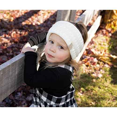 Funky Junque Exclusives Kids Ear Warmer Headband ? Fleece Lined Winter Ear Wrap for Toddler Girls & Boys, Cozy Knit Head Warmer & Earmuff Headband for Cold Weather - Ivory