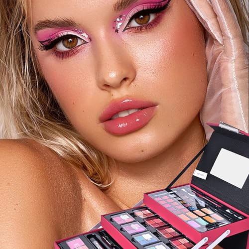 FantasyDay All in One Makeup Kit for Women Full Kit Girls Makeup Gift Sets Xmas Essential Bundle Include Eyeshadow Palette Lipstick Blush Concealer Eyeliner Mascara Foundation Brush Eyebrow Pencil