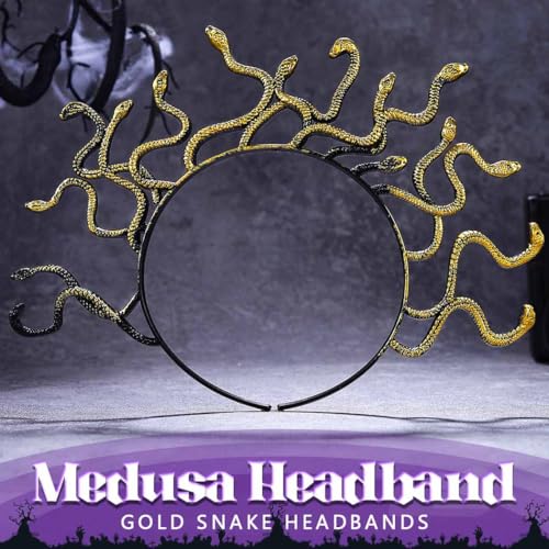 BARTOSI Medusa Snake Headband Greek Goddess Headpiece Halloween Costume Hair Accessories for Women and Girls