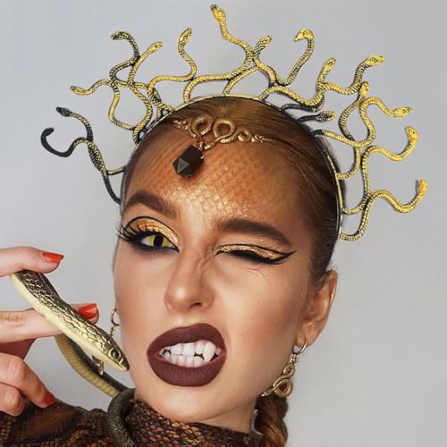 BARTOSI Medusa Snake Headband Greek Goddess Headpiece Halloween Costume Hair Accessories for Women and Girls