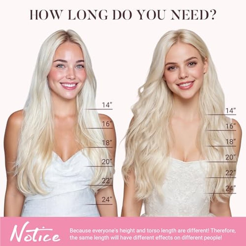 MAXITA Clip in Hair Extensions Real Human Hair, 18 Inch 7 pcs Ash Blonde Highlighted Platinum Blonde 80g, Extensions Clip ins for Woman