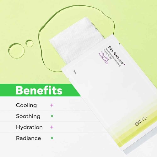 SAM'U Born Panthenol Chilling Mask – Korean Facial Sheet Mask with Birch Sap & Xylitol for Deep Hydration – Soothing & Cooling Face Mask, Vegan Korean Glass Skin Care Face Mask (5 Sheets)