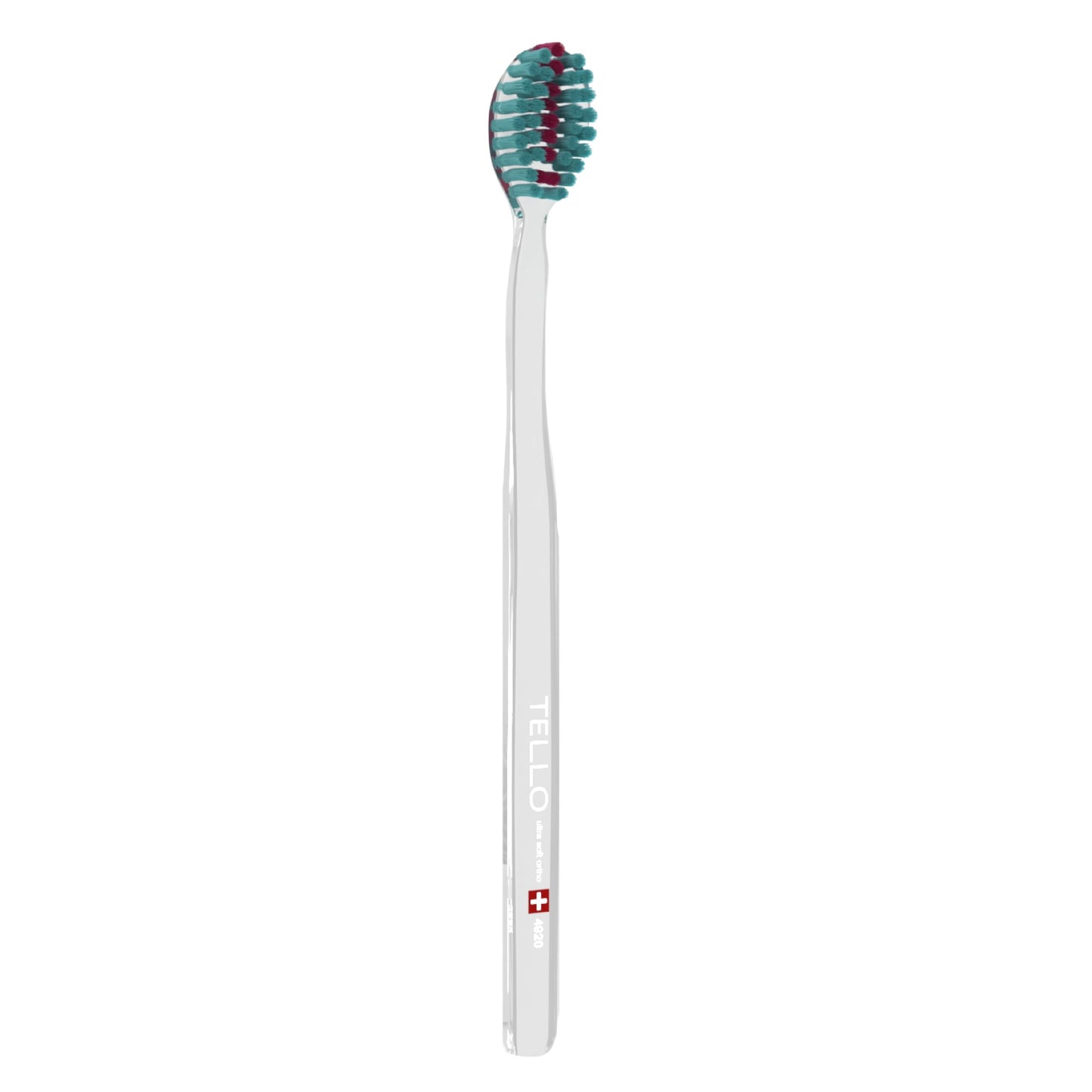 TELLO Adult Soft Ortho Toothbrush for Gentle Cleaning with Ergonomic Handle, Made in Switzerland, Colors Vary, 6-Pack