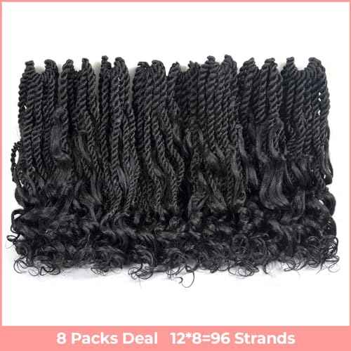 ToyoTress Boho Island Twist Crochet Hair - 14 Inch 8 Packs Natural Black Boho Havana Twist Crochet Braids Synthetic Braiding Hair (14 Inch,1B-8P)
