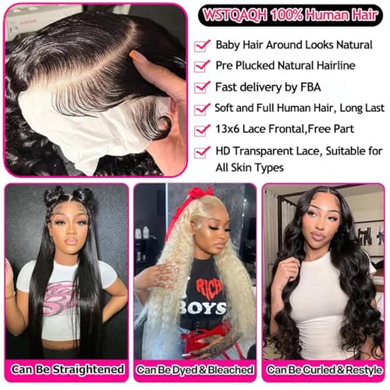Water Wave Lace Front Wigs Human Hair 13x6 HD Transparent Lace Frontal Wigs Human Hair Pre Plucked 200% Density Water Wave Wig for Black Women Natural Color (13x6 Water Wave Wig, 26 Inch)