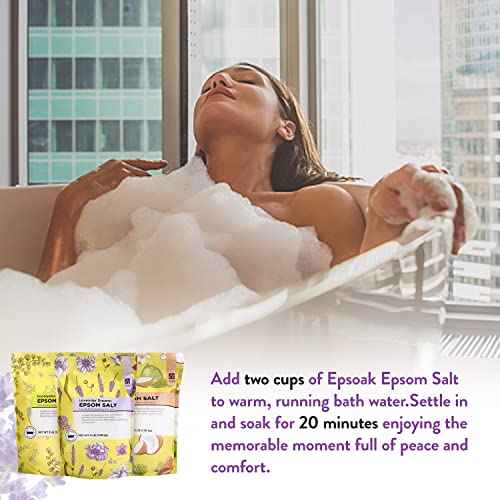 Epsom Salt for Soaking, 9 lb Scented Bath Salts for Women, Lavender & Eucalyptus & Coconut, Epsom Salt Bulk Bath Spa Set Gifts for Women, Mother's Day Gifts, 3lb (Pack of 3)