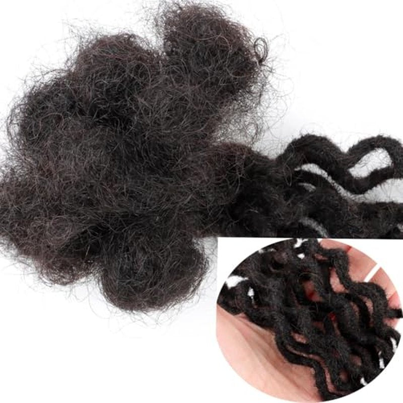 12 inch 30 Strands Curly Wave Loc Extensions Human Hair, 0.4cm Width 100% Human Hair Dreadlock Extensions for Men/Women, Can be Dyed Soft Dreads Extensions