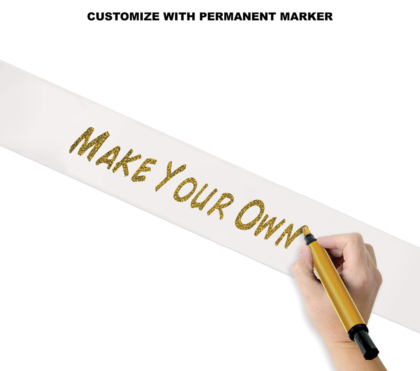 Beistle White Satin Sash, Customizable Fabric Wearable for Birthdays, Bachelorette Parties, Costumes, Events & Celebrations, Blank Design for DIY Personalization, 33" x 4"