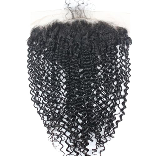 Dreambeauty Transparent Lace Color 13¡¿6" Lace Frontal Closure Kinky Curly Free Part Brazilian Remy Human Hair Pre-Plucked Natural Hairline Lace Frontal Closure with Baby Hair Natural Color (20 Inch)