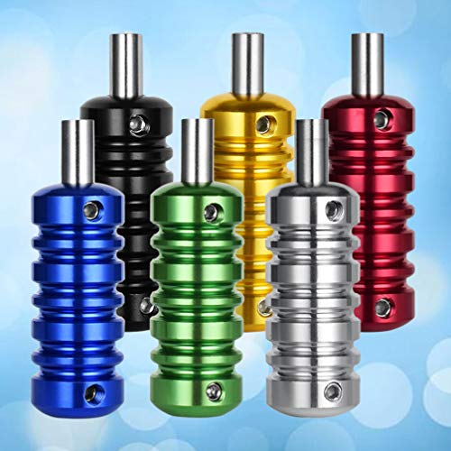 Healifty 6pcs Tattoo Grips Tubes Aluminum Alloy Tattoo Grip Handle for Tattoo Machine Supply (Black + Red + Green + Gold + Silver + Blue)