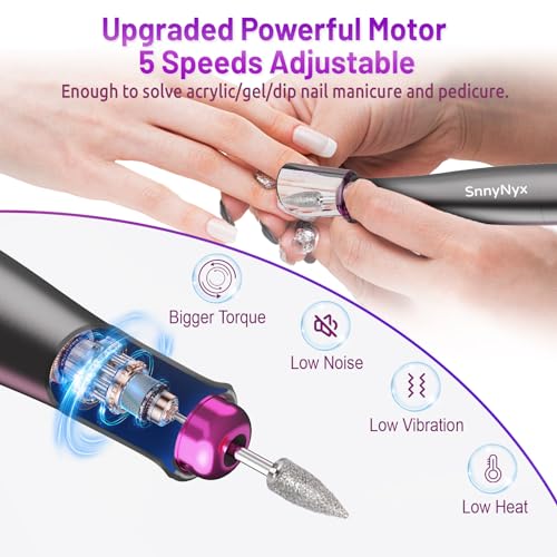 Electric Nail Drill Professional, 35000RPM Cordless Acrylic Nail Kit for Nail Polish Remover, Electric Nail File Buffer Grinder, Nail Filer Electric Manicure and Pedicure kit (Matte Gray)