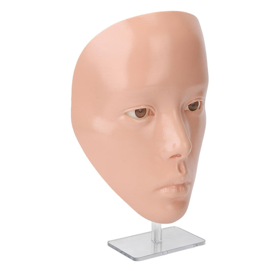 3D Reusable Makeup Practice Mannequin Face, Silicone Full Face for Eyelash and Eye Shadow Practice, Ideal for Emerging Makeup Artists and Girl's Gift (pink skin)